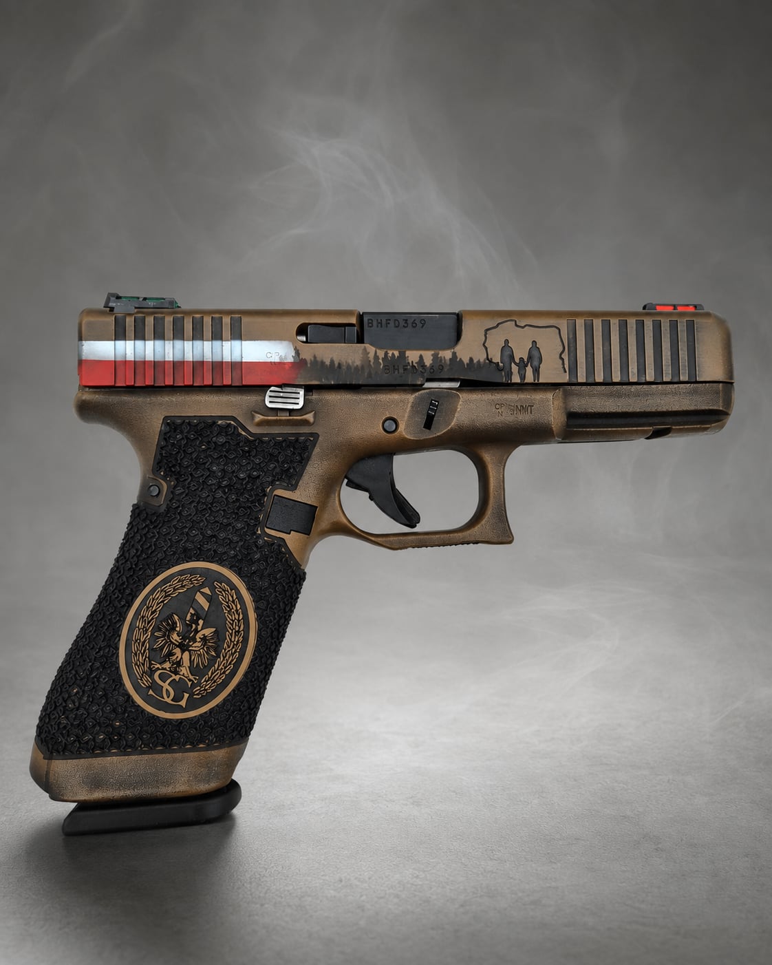 Druga strona projektu Glock 17 Gen 5 Granica z symboliką służby